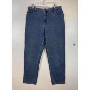 Lands' End Jeans Womens Sz 16 Blue Denim Med Wash Tapered Leg 34x32 Western